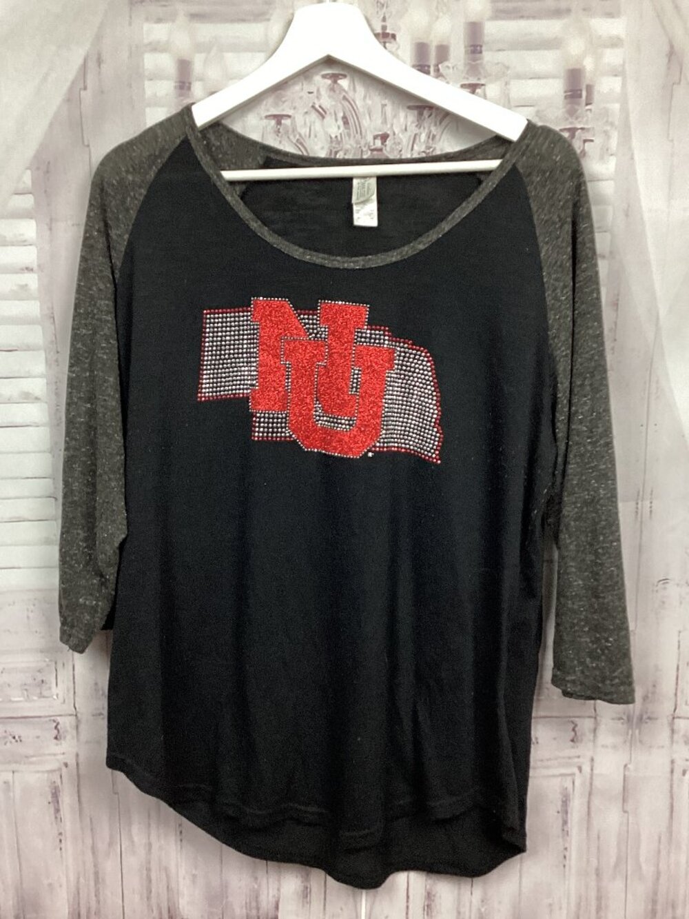 Nebraska Huskers NU Tee Shirt Bedazzled XL